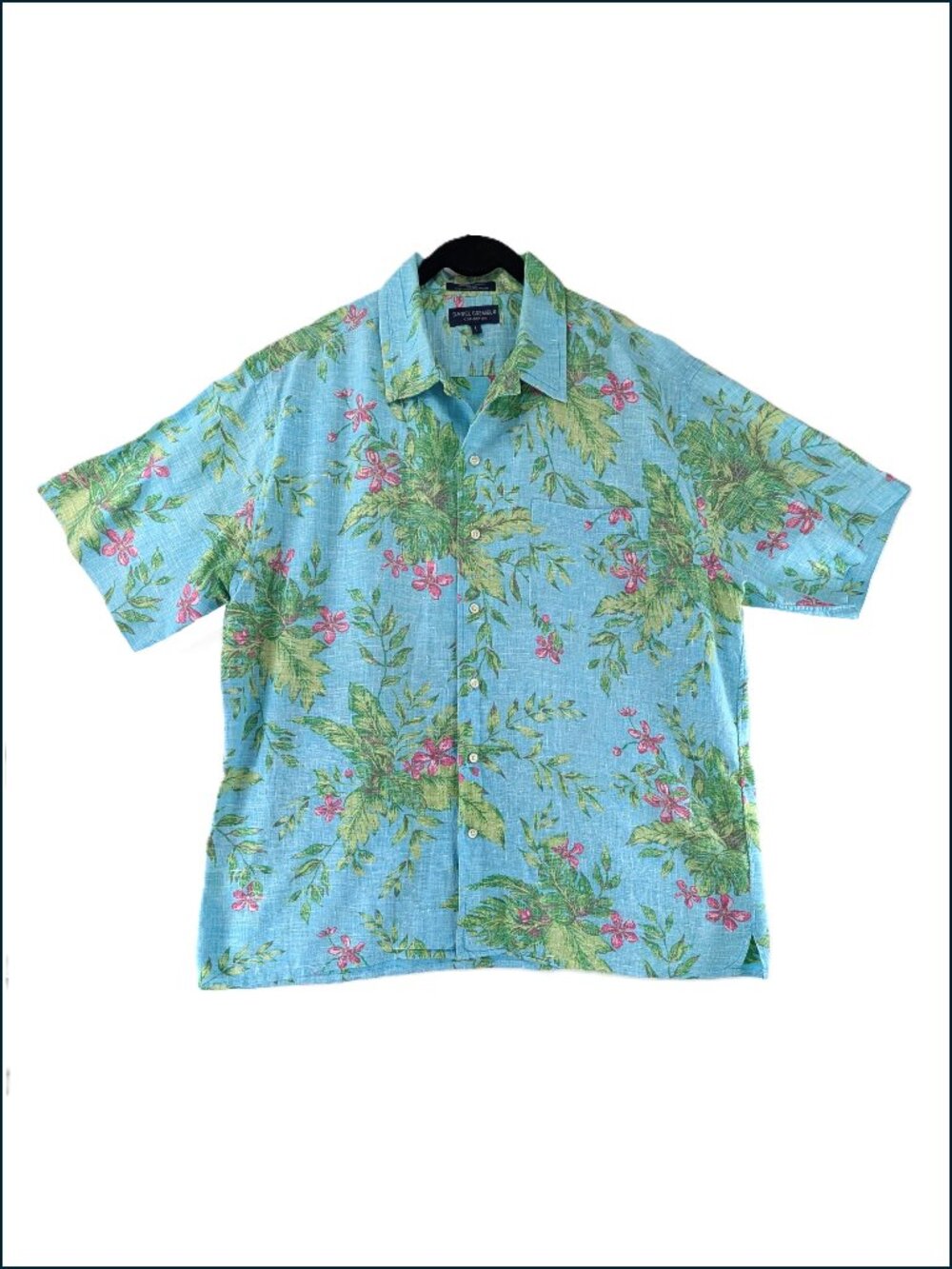 Daniel Cremieux Shirt Mens Size Large 100% Linen Floral Resort Vacation Cruise